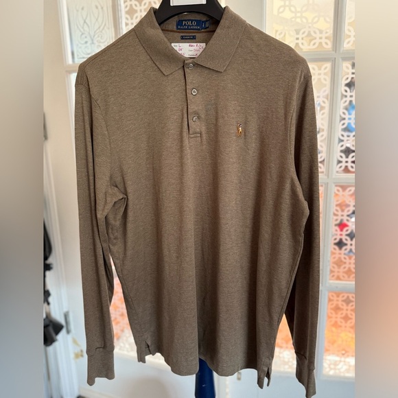 Polo by Ralph Lauren Men's Tan Long Sleeve Polo, Size L - Picture 1 of 6